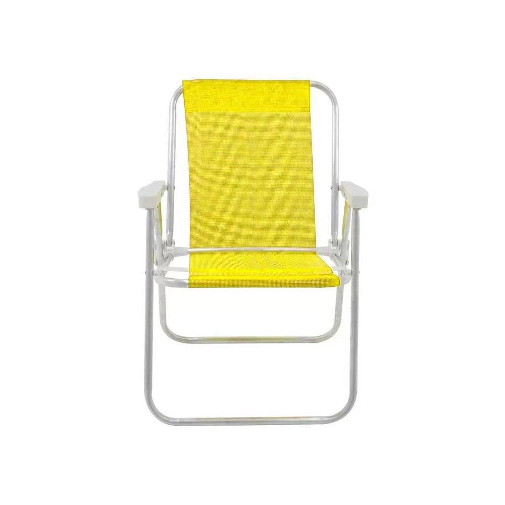 Cadeira de Praia, Piscina Camping Alta Aluminio Lazy Sannet Amarelo Ref.023500 Bel Fix