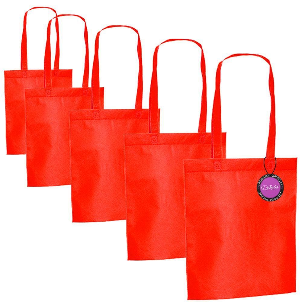 Kit 5x Sacola Ecobag em TNT Premium Termo Selado 27x35cm Bear TopGet