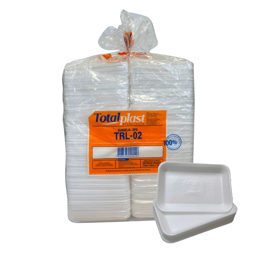 Bandeja Rasa de Isopor 03 Totalplast TRL02 com 400 unidades