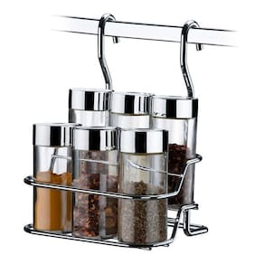 Suporte Porta Temperos P/ 6 Condimentos P/ Pendurar Em Barra