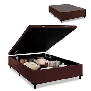 Cama Box Com Baú Casal 1,38M Marrom Marrom