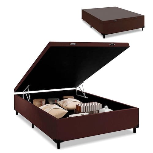 imagem-Cama Box Com Baú Casal 1,38M Marrom Marrom