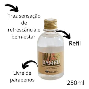 Refil Aromatizador Difusor De Varetas Bambu Kailash 250ml