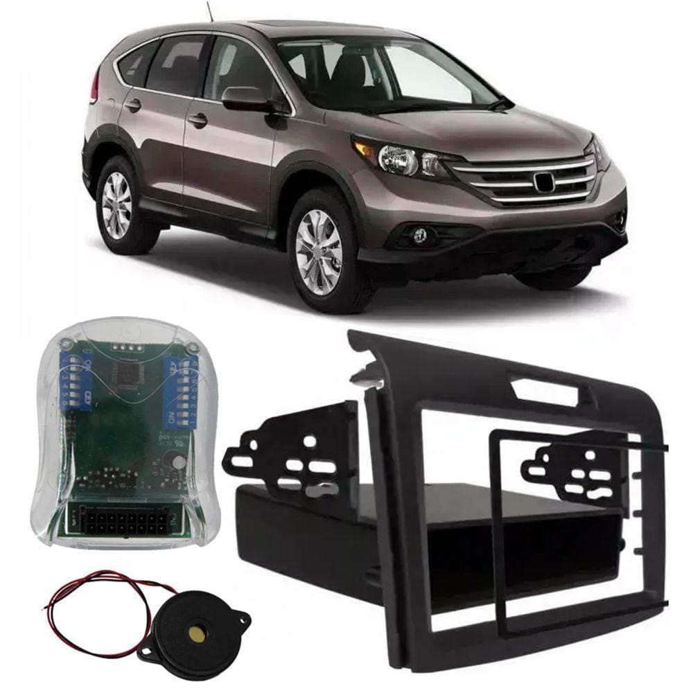 Moldura De Painel 2 Din + Interface Comando de Volante Honda Crv 2012 2013 2014 2015 2016