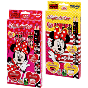 Kit Lápis de Cor 12 cores + 4 Itens Minnie- MOLIN