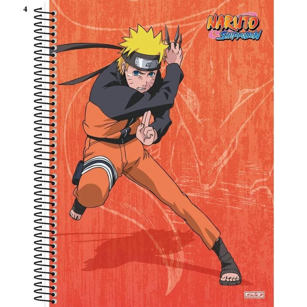 Caderno Espiral Universitário Naruto Shippuden 1 Matéria 80 Folhas - São Domingos