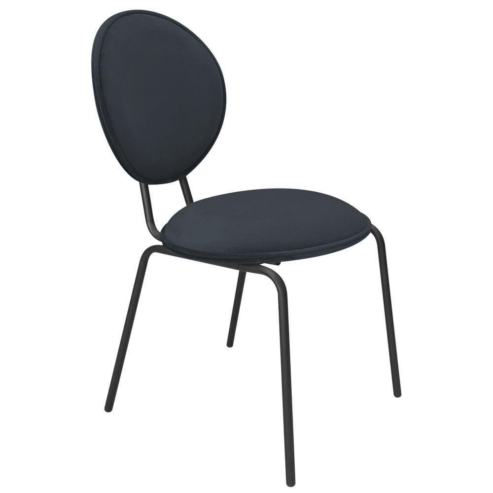Cadeira De Jantar Belle Veludo Base De Ferro Preto Preto