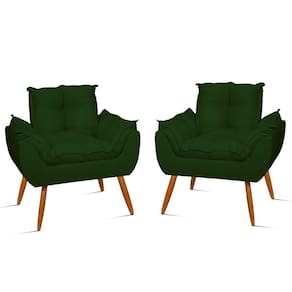 Kit 02 Poltronas Decorativas Opala Pés Palito - Sala Verde