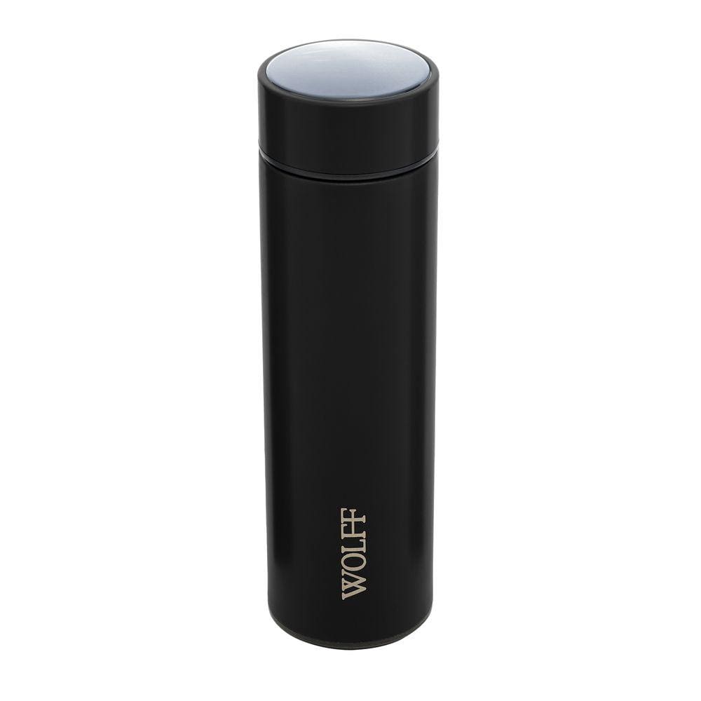 Garrafa Térmica Aço Inox C/Termômetro em Led Preto 500ml Wolff