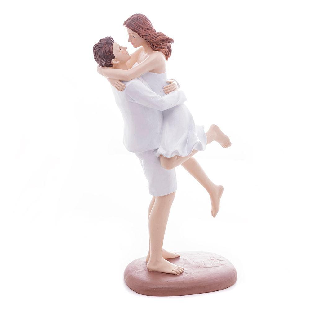 Escultura Decorativa de Resina Casal Abraçado 26x11cm Wolff
