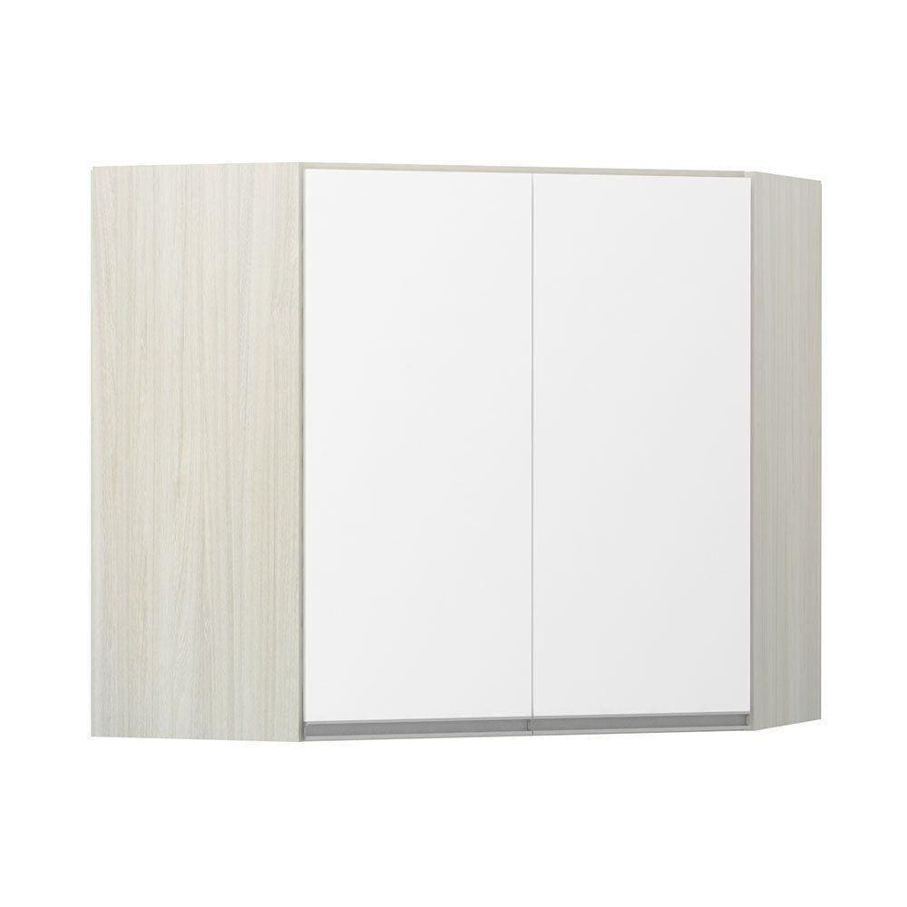 Armário De Canto Diagonal 2 Portas Lis Legno Crema C/Branco