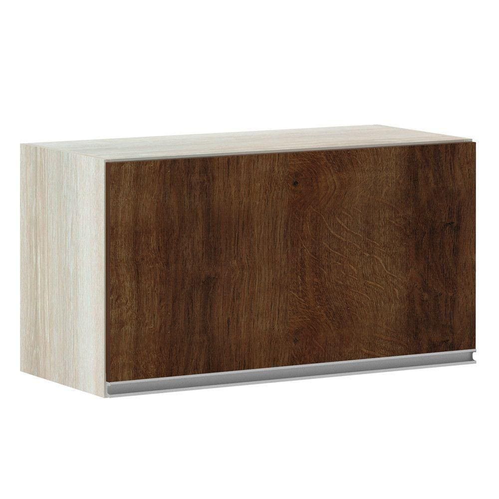 Armário Basculante 70cm 1 Porta Lis Legno Crema C/Nogueira