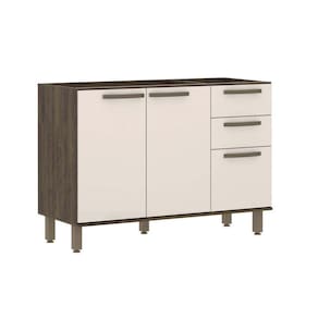 Balcão De Cozinha Para Pia S/ Tampo 120cm 2 Portas 3 Gaveta