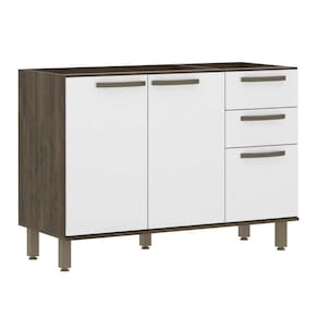 Balcão De Cozinha Para Pia S/ Tampo 120cm 2 Portas 3 Gaveta