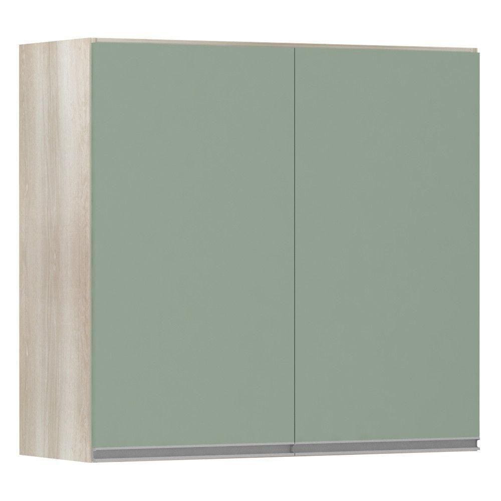 Armário Luciane 80cm 2 Portas Lis Legno Crema C/Verde Jade