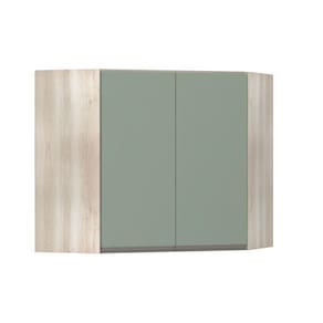 Armário Canto Diagonal 2 Portas Luci Legno Crema C/Verde