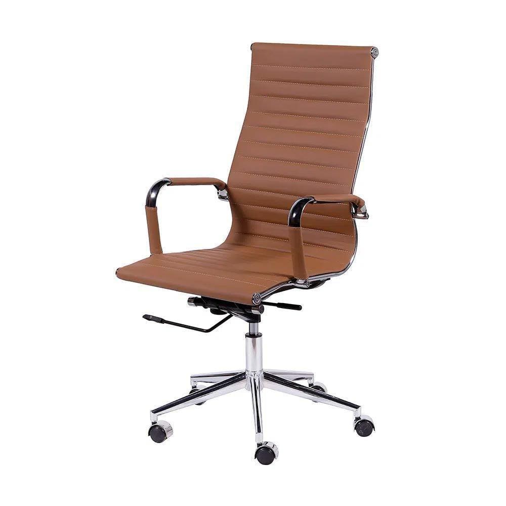 Cadeira De Escritorio Eames Esteirinha Alta - Pu Caramelo