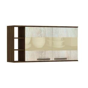 Armário Aéreo 120cm 2 Portas C/Vidro Bronze E Nicho
