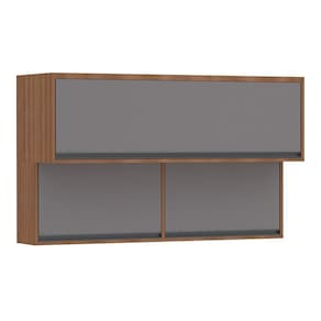 Armário Aéreo 120cm 3 Portas Basculantes Isa Vanilla C/Cinza