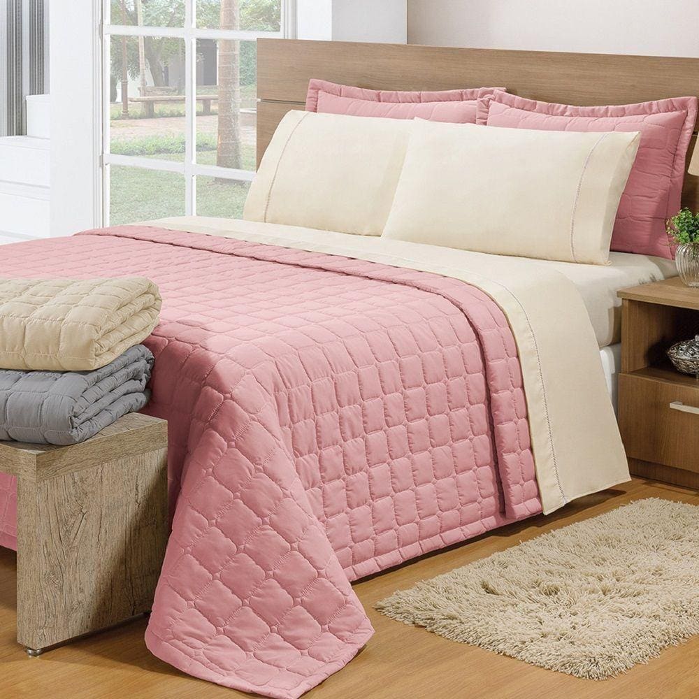 Cobre Leito King Soft 3 Peças Rosê