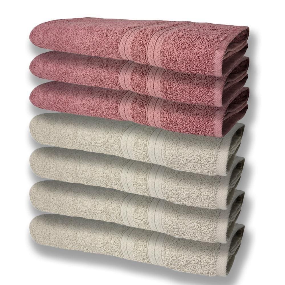 7 Toalhas Grande E Grossa 4 Bege 3 Rosê