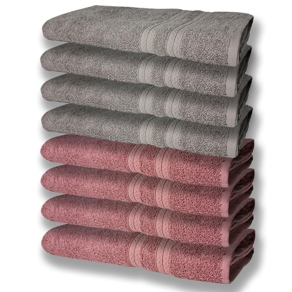8 Toalhas Grande E Grossa 4 Cinza 4 Rosê