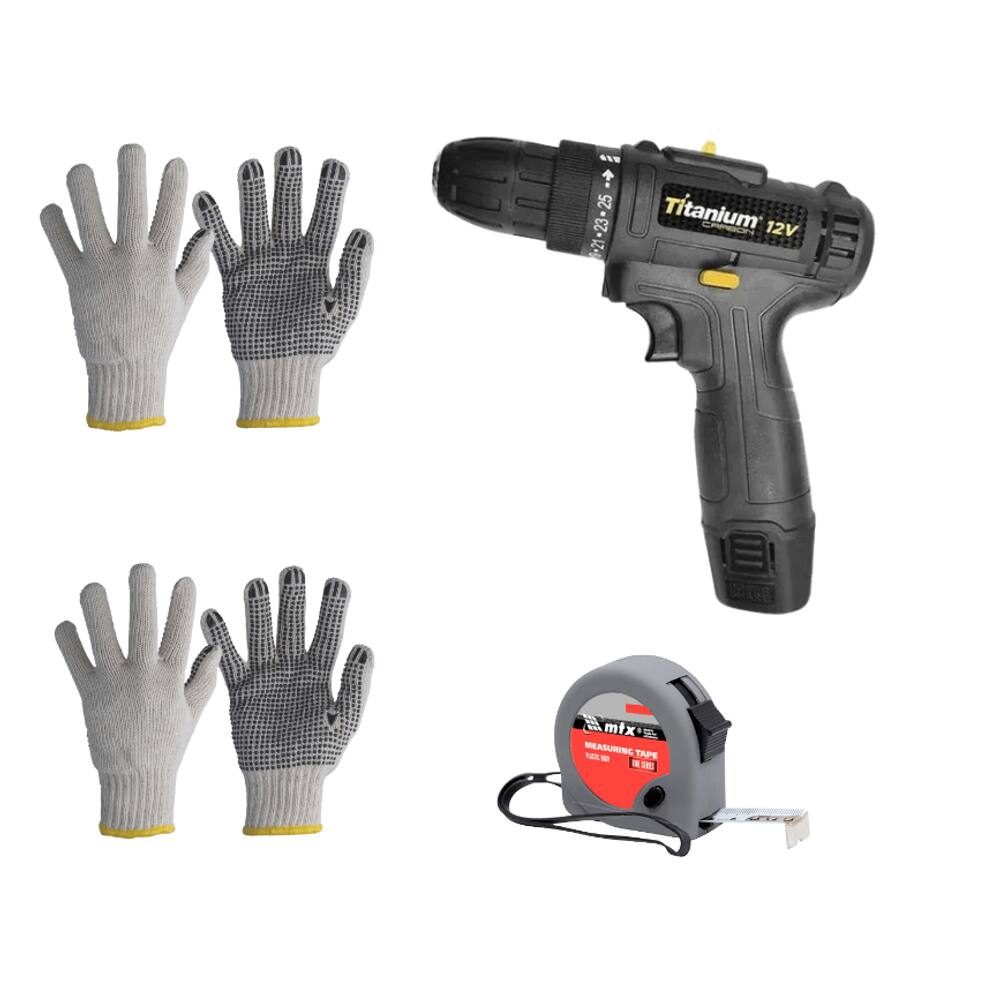 Parafusadeira 1,2Ah 12V Biv T12 Special Edition Preto Titanium Com Luvas E Trena