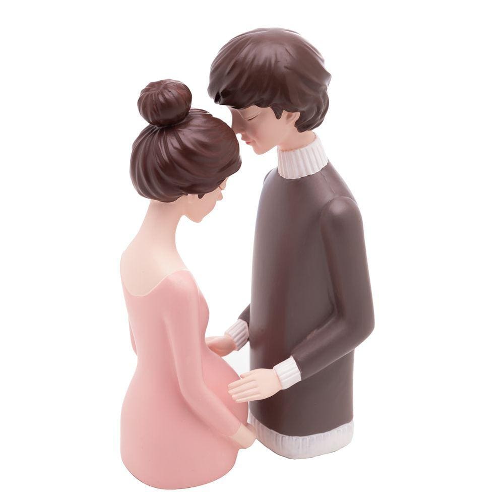 Escultura Decorativa de Resina Casal Gestante 20,5x10cm Wolff