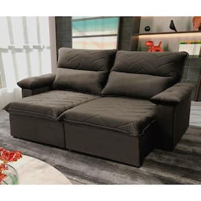 Sofá Retrátil/Reclinável Paris 2,00m Suede Velut Tabaco c/ Molas no Assento - King House