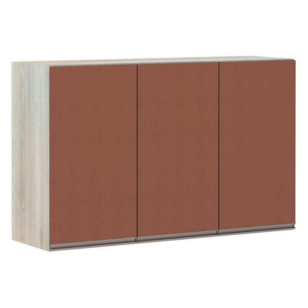 Armário Para Cozinha 120cm 3 Portas Legno Crema C/Gaia