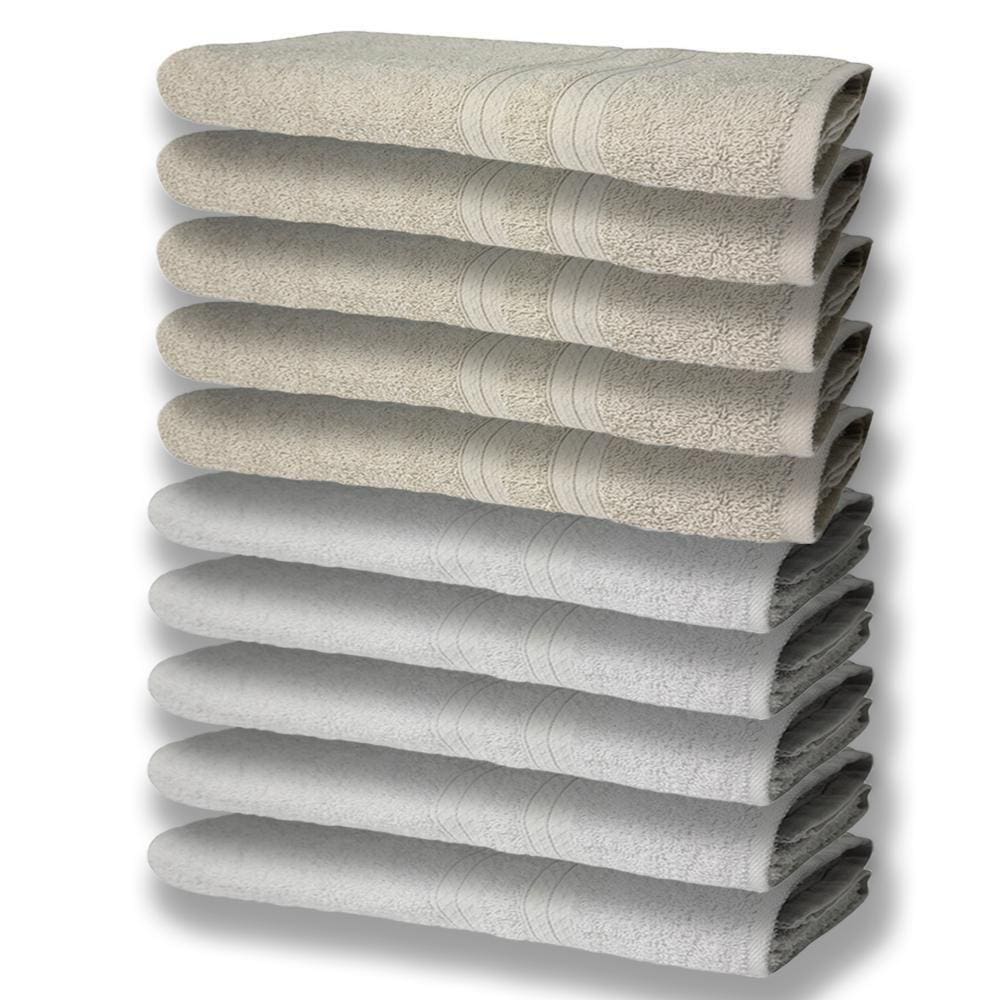 10 Toalhas Grande E Grossa 5 Branco 5 Bege