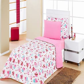 Cobre Leito Kids Cupcake Enxovais Aquarela 4 Peças