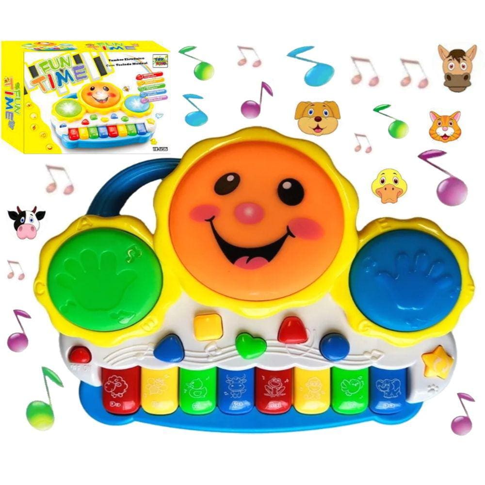 Teclado Musical Animais Infantil com Luz e Som Educativo