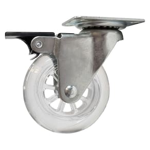 Rodízio De Silicone 75Mm Transparente Giratório Com Freio Xf
