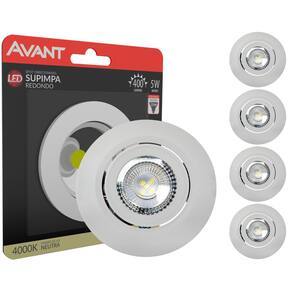 Kit 5 Spot Led Embutir Redondo 5w Luz Neutra