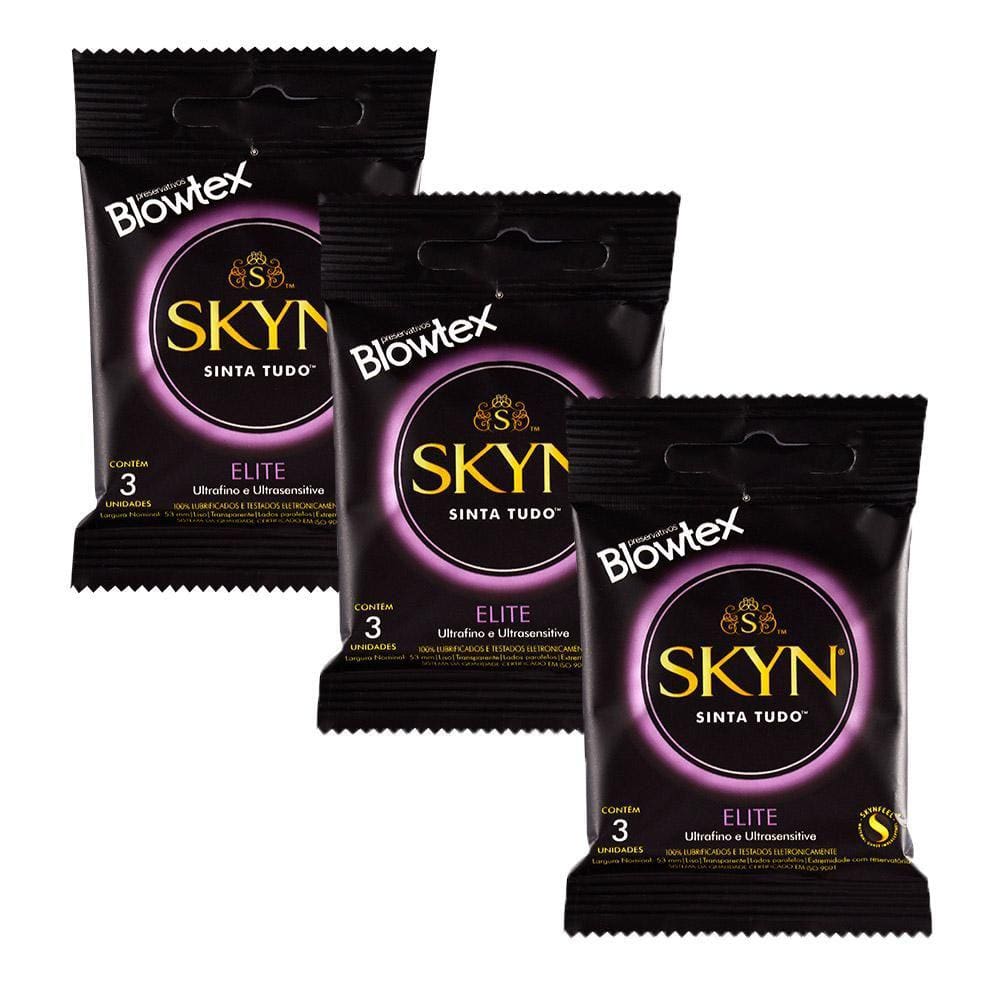 Kit 3 Pacotes Preservativo SKYN Elite C/ 3 Unidades Cada