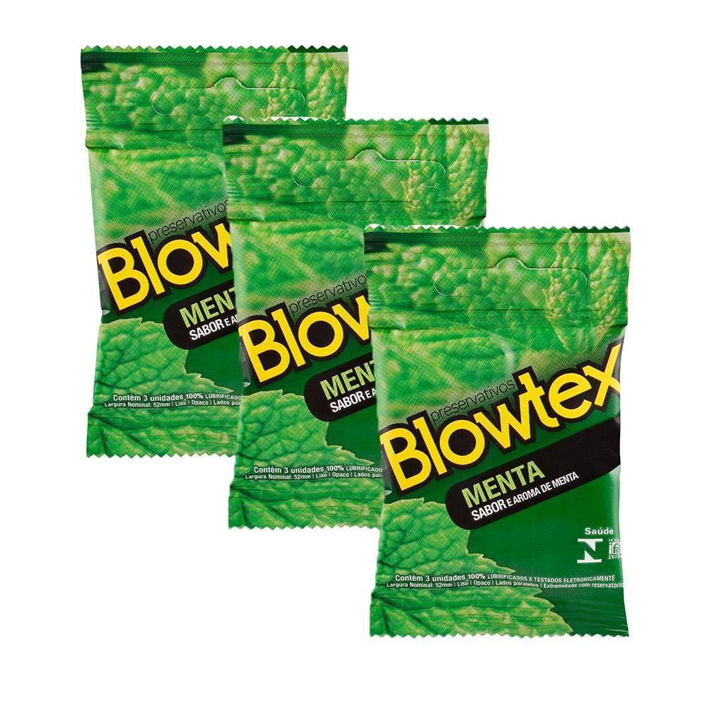 Kit 3 Pacotes Preservativo Blowtex Menta C/ 3 Unidades Cada