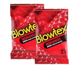 Kit 2 Pacotes Preservativo Blowtex Morango C/ 3 Unidades Cada