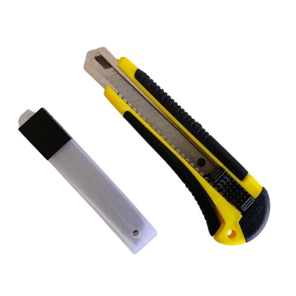 Kit Estilete Profissional 18Mm Cabo Emborachado Com 4 Lâmina