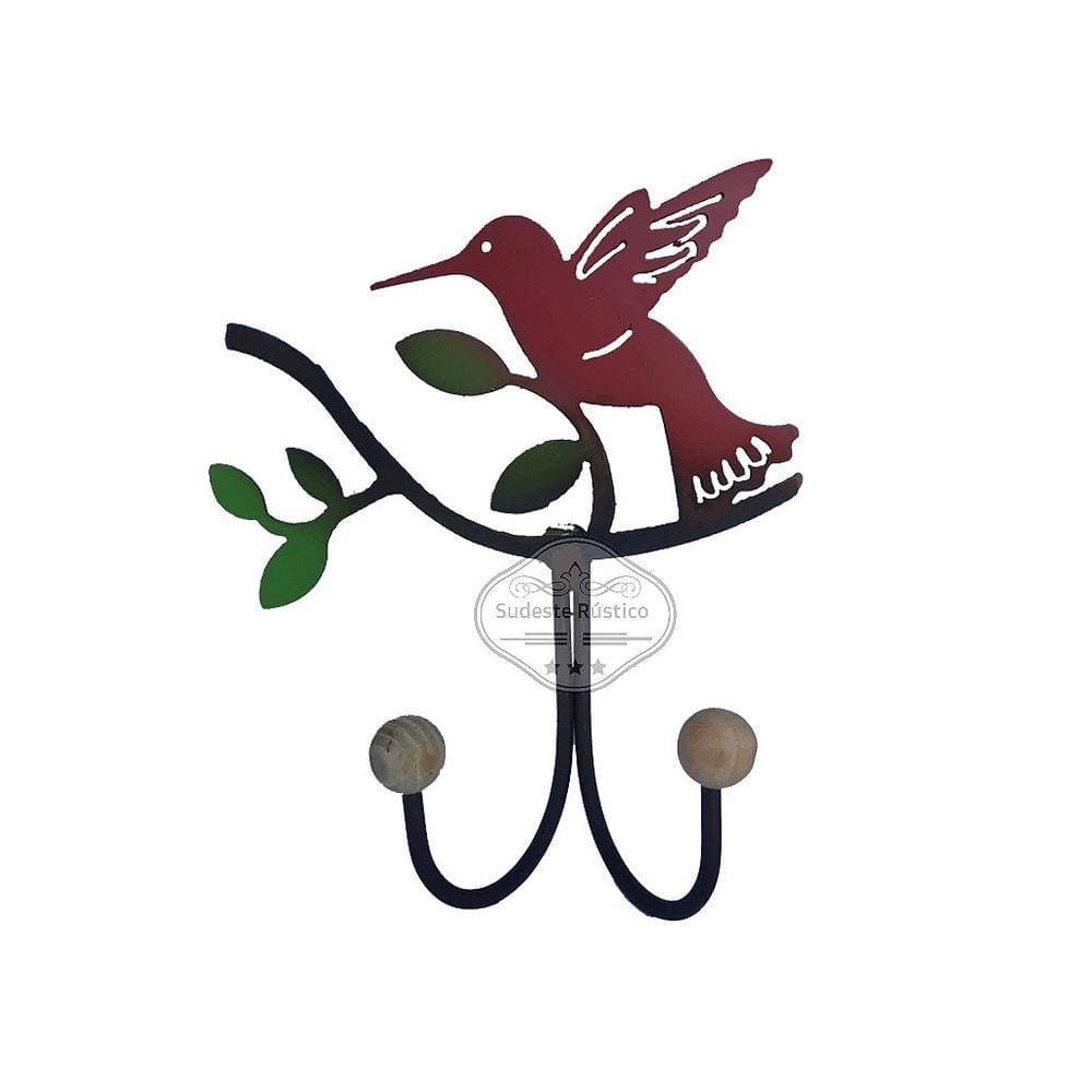 Suporte para Porta Toalha de Banheiro Beija- Flor Vermelho Sudeste Rústico
