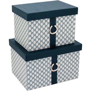 HOME&CO SATURNO CAIXA ORGANIZADORA SINTÉTICO AZUL 2PÇ