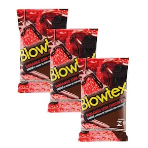 Kit 3 Pacotes Preservativo Blowtex Morango e Chocolate C/ 3 Unidades Cada