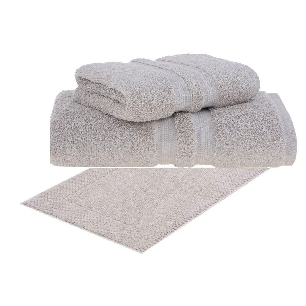 Kit Toalha Banho + Rosto + Piso Algodão Egípcio 3 Pçs