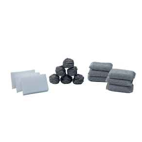 Kit esponjas aço inox, poliéster e melamina 15 peças Simplo