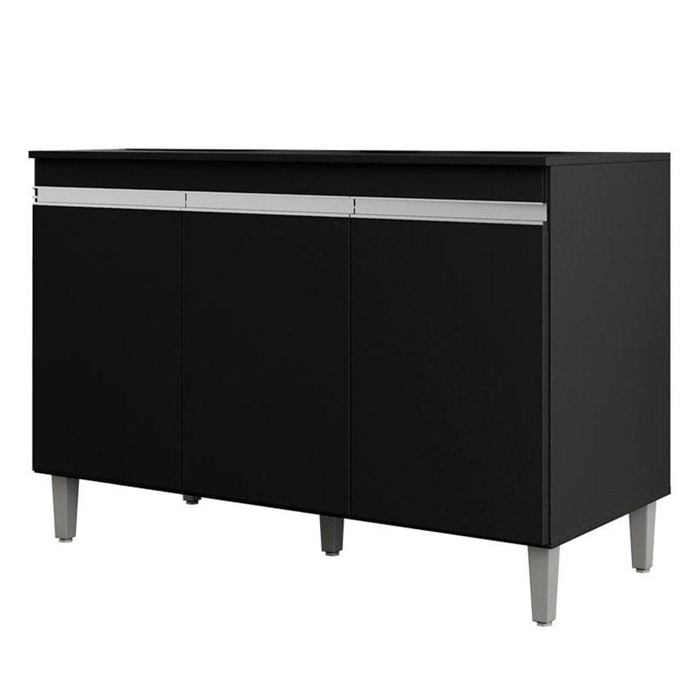 Balcão de Pia Manu com Tampo 120 cm Preto Fosco - AJL