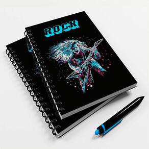 Caderno Universitário 96 Fls Rock Rock Azul