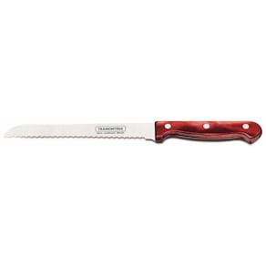 Faca Para Pao 7 Polywood Vermelho Lamina De Aco Inox E Cabo De Madeira Tramontina
