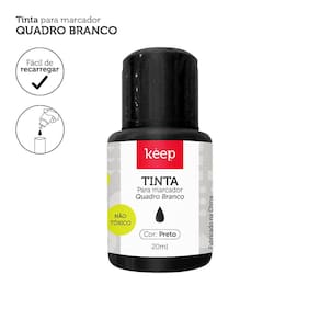 Tinta Reabastecedora Para Marcador de Quadro Branco 20ml Preto Caixa c/12 Unidades Keep - MR041