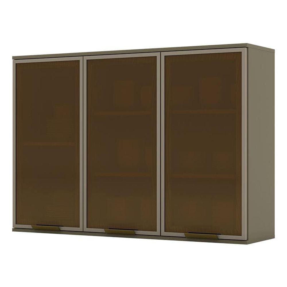 Armário Aéreo Connect 3 Portas de Vidro 120 cm Duna - Henn