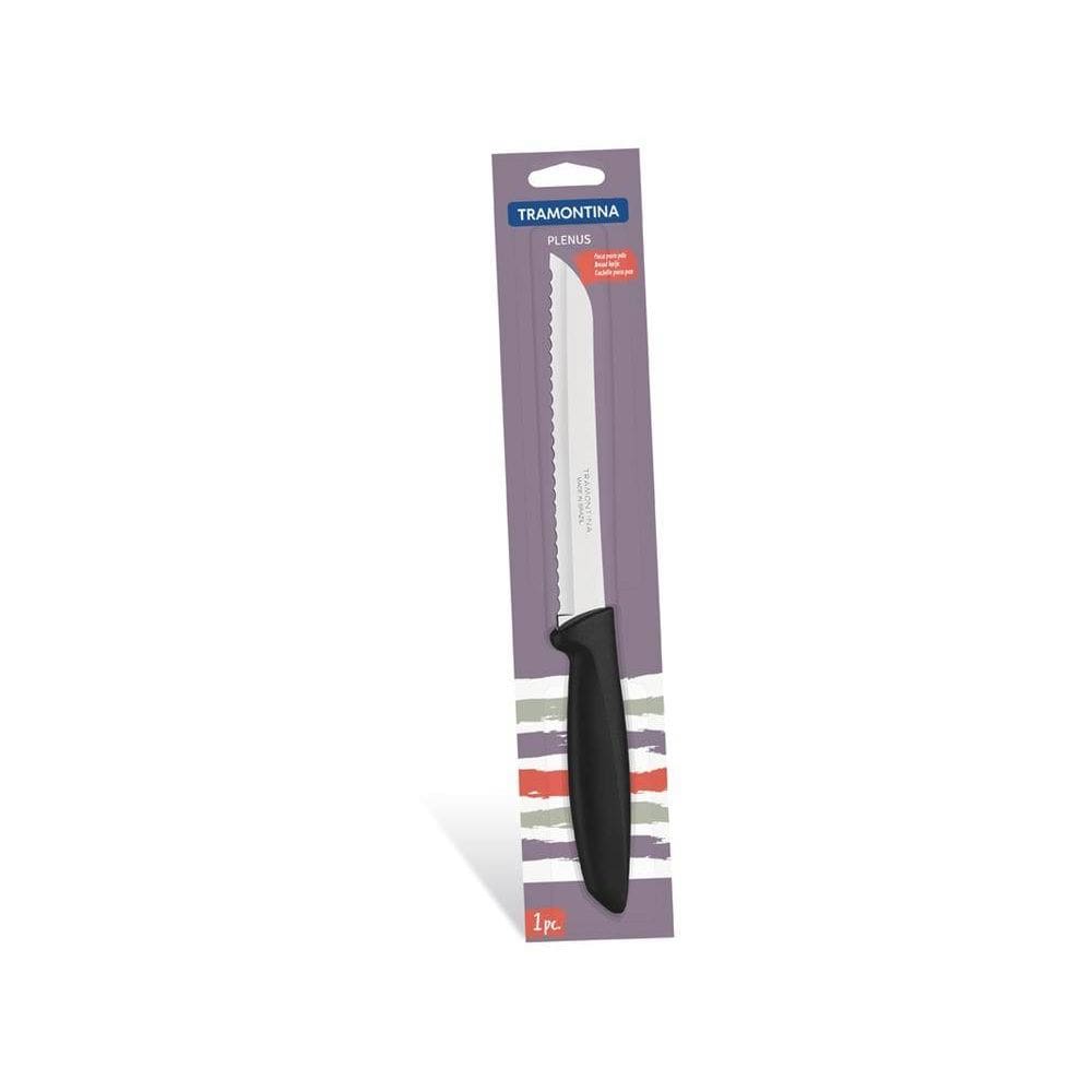 Faca Para Pao 7 Plenus Preto Lamina De Aco Inox E Cabo De Polipropileno Tramontina